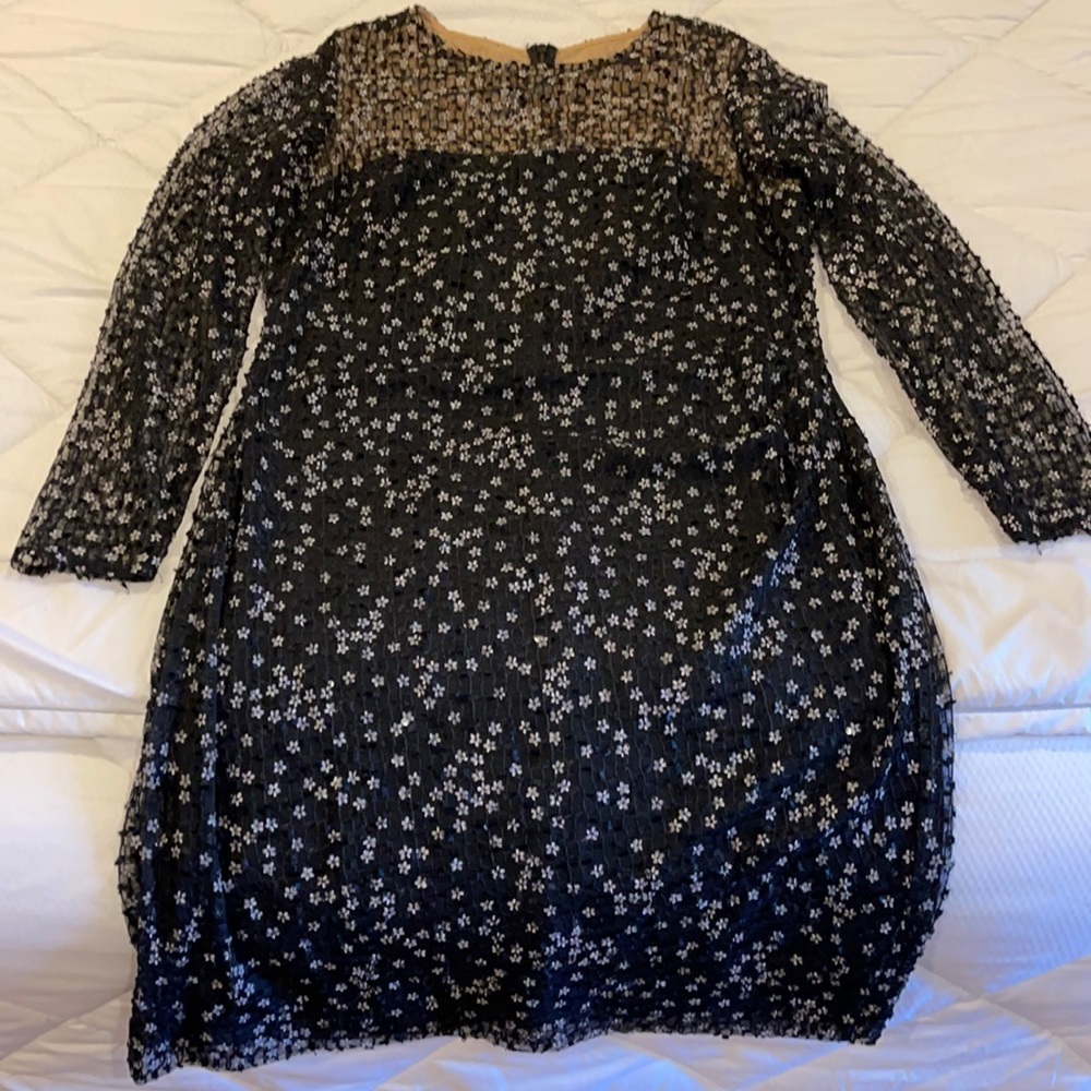 Lauren by Ralph Lauren sequin flower dress 14 mesh